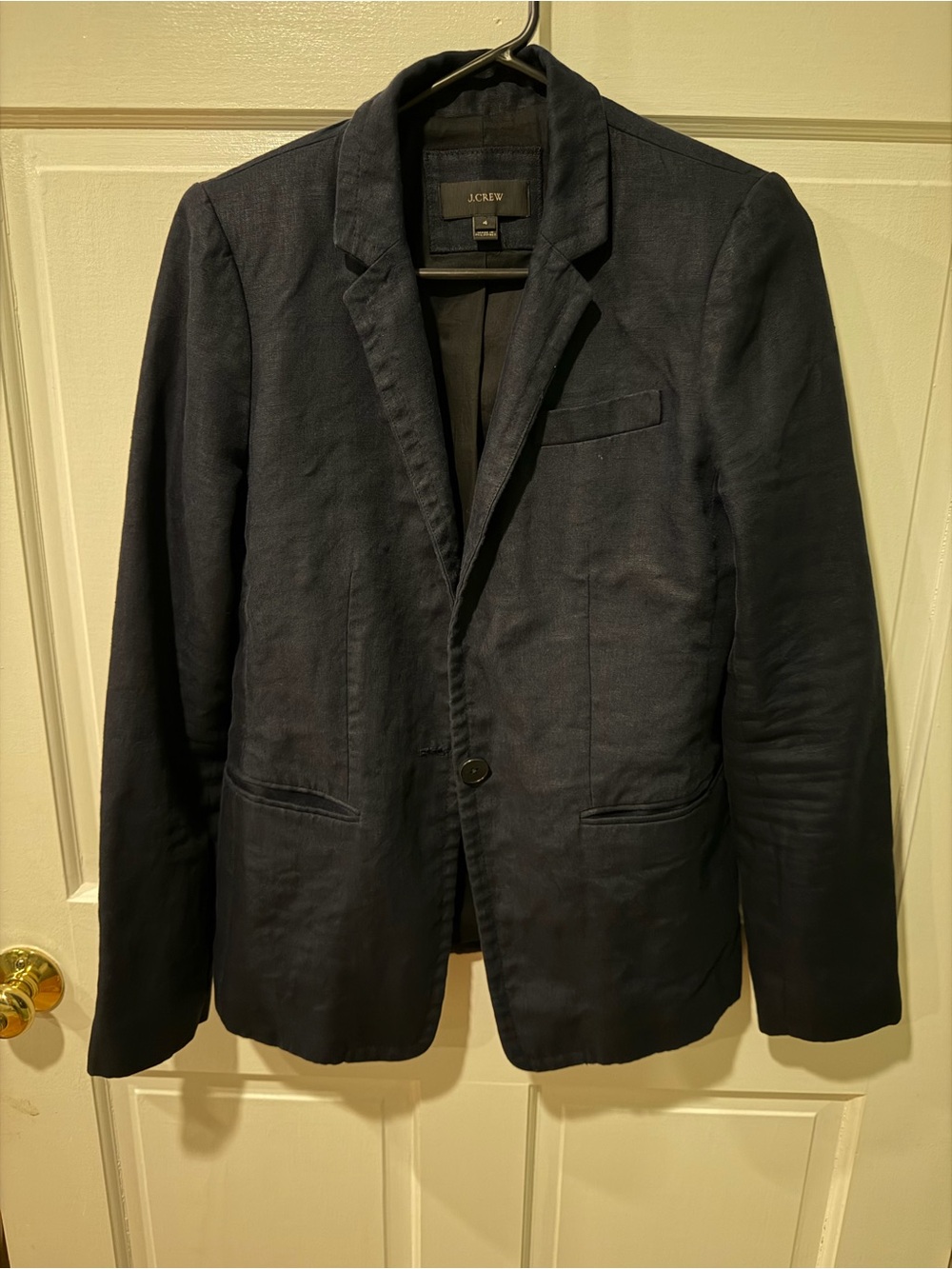 J. Crew Women’s Navy Single-Button Linen-Blend Blazer